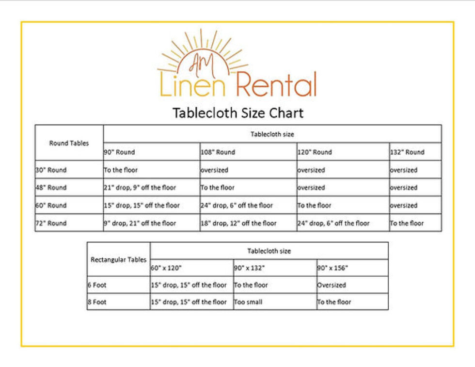 Tablecloth Size Chart